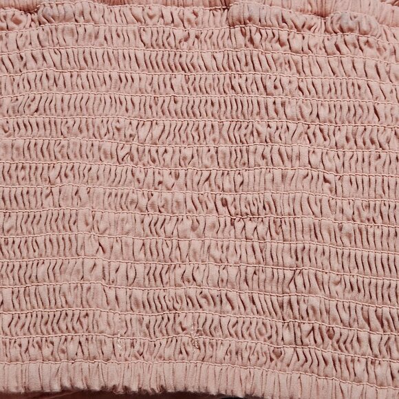 Powder Pink Puff Sleeve Square Neck Dress XL Smocked Back Cotton - Picture 14 of 15